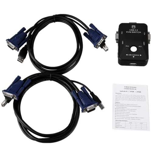 Διακόπτης USB 2.0 KVM 2 θυρών 1920*1440 Vga S 2