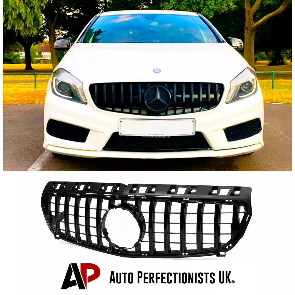 For Mercedes A Class W176 Front Panamericana Gt Gtr Grille Grill 13-15 Black 5061072666544
