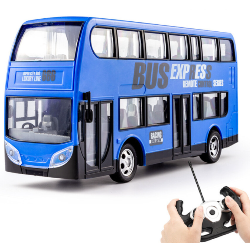 (blue) USB charging large double-decker bus toy