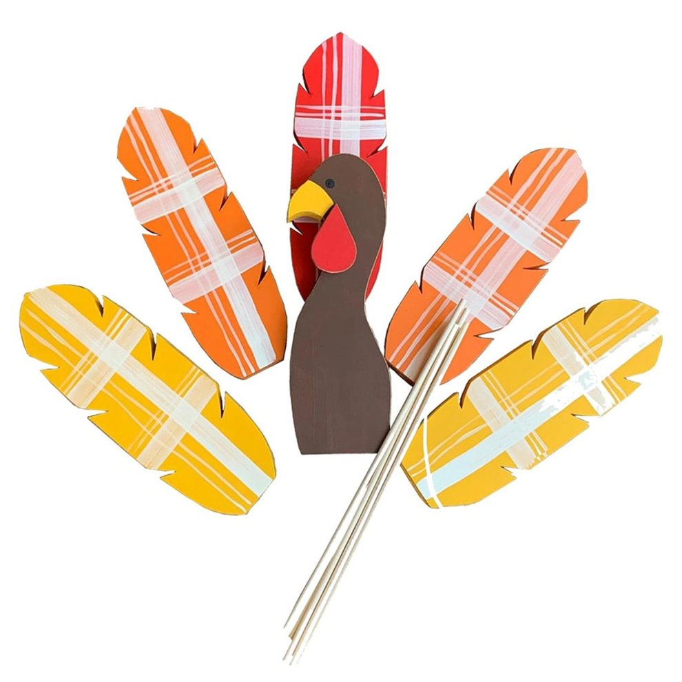 Bâtons de jardinière en bois pour dinde, décoration de Thanksgiving