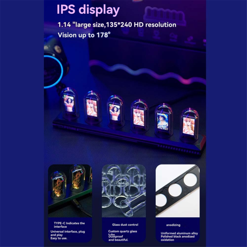 Ρολόι LED Nixie Tube IPS με έγχρωμη οθόνη, ψηφιακό DIY 2