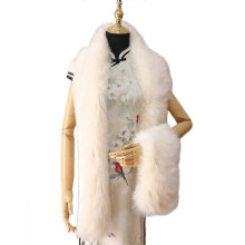 (COLOR 7) Women's Men's Extra Large Faux Fox Raccoon Fur Scarf Collar Stole Shawl