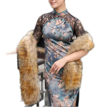 (COLOR 5) Women's Men's Extra Large Faux Fox Raccoon Fur Scarf Collar Stole Shawl