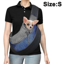 (S, Sapphire) Pet Dog Sling Carrier, Breathable Mesh Travelling Pet Hands-free Bag