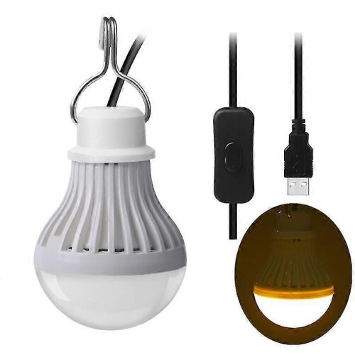 (Warm White) Usb Portable Led Bulb With 2.5m On/off Switch Cable For Indoor Outdoor Camping