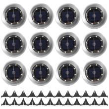 12 stuks Solarlampen voor buiten, tuin, 8 LED-schijf, IP6