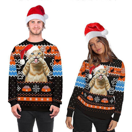 (M) Unisex Ugly Christmas Sweater 3D Printed Funny Graphic Pullover Sweatshirts for Party 1