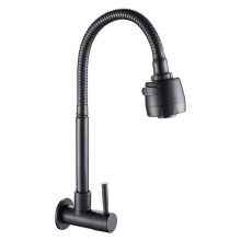 Black Stainless Steel Kitchen Universal Single Cold Water Faucet Wall Mounted Vegetable Basin Washing Basin Toilet Sink Faucet