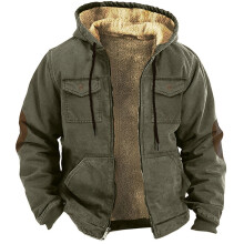 (8#, 2XL) Warm Mens Casual Padded Hooded Jacket Winter Soft Comfort Coat Thick Jacket