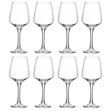 Glasses Set of 8, 12 Oz Classic Red or White Glass with Stem, for Home, Restaurant Use, Dishwasher Safe