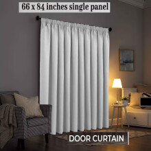 (Silver Pencil Pleat) Ringtop Eyelet Curtains Blackout Pencil Pleat & Crushed Velvet Door Curtain with Tieback