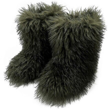 (SIZE 37, COLOR 3) Faux Fur Boots for Women Fuzzy Fluffy Furry Round Toe Suede Winter Boots Flat Shoes