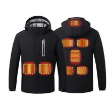 (2XL, Black) Heated Jacket For Men, 8 Heating Areas, Outdoor Warm Jacket