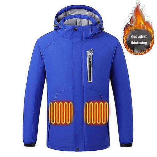(M, Blue) Heated Jacket For Men, 8 Heating Areas, Outdoor Warm Jacket