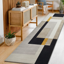 (Medium Runner (60x220cm), Milo Beige Printed Rug) Non Slip Shaggy Rugs & Printed Runner Soft Fluffy Carpets for Bedroom, Kitchen & Hallway