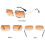 (Tea) Rimless Rectangle Sunglasses Compatible With Women/men Ultralight Metal Frame 2