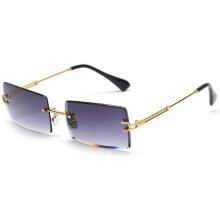 (Gradient Grey) Rimless Rectangle Sunglasses Compatible With Women/men Ultralight Metal Frame