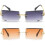 (Tea gradient Grey) Rimless Rectangle Sunglasses Compatible With Women/men Ultralight Metal Frame 1