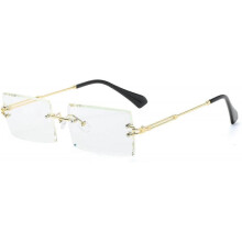 (Transparent) Rimless Rectangle Sunglasses Compatible With Women/men Ultralight Metal Frame