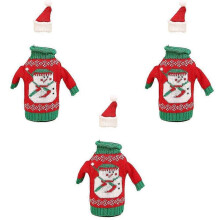 (shape2) Christmas Wine Bottle Covers, Holiday Wine Bottle Sweater Cover With Hat