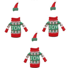 (shape1) Christmas Wine Bottle Covers, Holiday Wine Bottle Sweater Cover With Hat