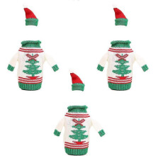 (shape3) Christmas Wine Bottle Covers, Holiday Wine Bottle Sweater Cover With Hat