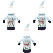 (shape4) Christmas Wine Bottle Covers, Holiday Wine Bottle Sweater Cover With Hat
