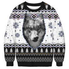 (L) Unisex Animal Print Crew Neck Ugly Christmas Xmas Pullover Sweatshirt