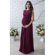 (l, Wine Red without Sleeve) Maternity Photography Props Women Pregnancy Clothes, Lace Dress For Pregnant