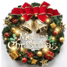 (Style D) Christmas Wreath With LED Lights Door Wall Hanging Ornament Garland Party