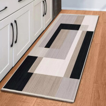 (Medium Runner (60x220cm), Milo Neutral Printed Rug) Non Slip Shaggy Rugs & Printed Runner Soft Fluffy Carpets for Bedroom, Kitchen & Hallway