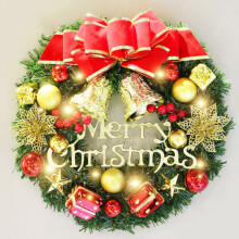 (Style B) Christmas Wreath With LED Lights Door Wall Hanging Ornament Garland Party