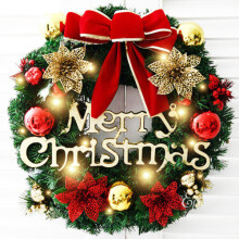 (Style F) Christmas Wreath With LED Lights Door Wall Hanging Ornament Garland Party