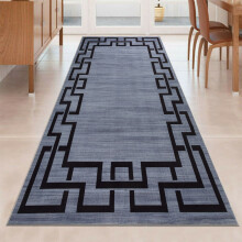(Medium Runner (60x220cm), Nico Grey Printed Rug) Non Slip Shaggy Rugs & Printed Runner Soft Fluffy Carpets for Bedroom, Kitchen & Hallway