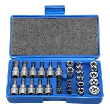 Drive Male Female Torx Star Bit Socket E-Socket Set Handheld Tool - 34 Pcs, Blue