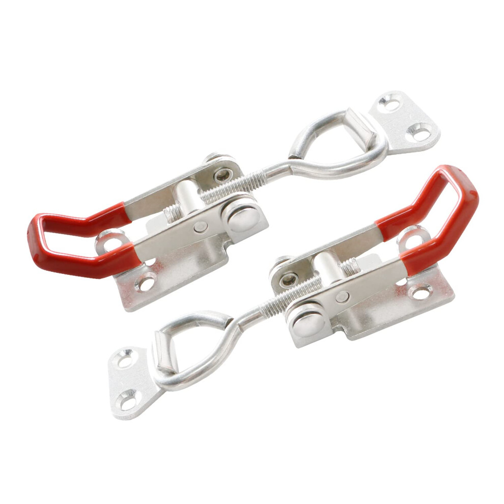 2Pcs 304 Stainless Steel Toggle Clamp, 100Kg (220 Lbs) Clamping Force, Silver With Red Accents 477169053947