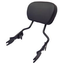 XKMTadjustable Black Backrest Sissy Bar with pad w/Skull Mounting Plate Compatible With HD Touring