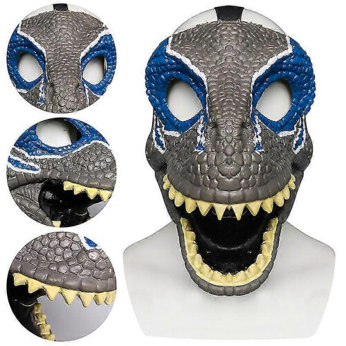 (Blue) Horror Dinosaur Masque Foldable Animals Latex Masque Halloween Cosplay Props 2