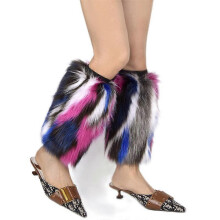 (25CM, COLOR 8) Faux Fur Leg Warmer,Warm Fuzzy Leg Warmer Boot Cuff Cover for Party Costumes