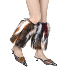 (45CM, COLOR 5) Faux Fur Leg Warmer,Warm Fuzzy Leg Warmer Boot Cuff Cover for Party Costumes