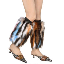 (35CM, COLOR 6) Faux Fur Leg Warmer,Warm Fuzzy Leg Warmer Boot Cuff Cover for Party Costumes