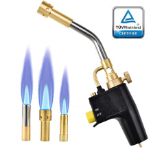 Propane Torch Head with 3 Nozzles, Trigger Start Mapp/Map Propane Gas Torch W/Push Button Igniter, Welding Torch Head for MAPP