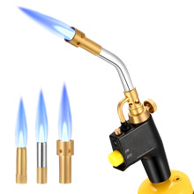 Propane Torch Head with 3 Nozzles, Trigger Start MAPP Gas Torch with Flame Control & Lock, CGA600 Welding Torch for Soldering Brazing Plumbing Cooking