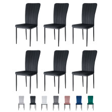 (BLACK, PACK OF 6) Velvet High Back Chairs Soft Seat Metal Legs Elle