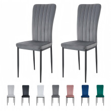 (DARK GREY, PACK OF 2) Velvet High Back Chairs Soft Seat Metal Legs Elle