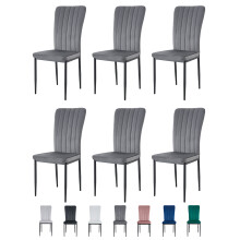 (DARK GREY, PACK OF 6) Velvet High Back Chairs Soft Seat Metal Legs Elle