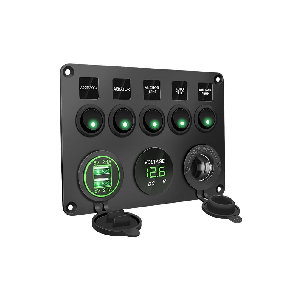 5 Gang Switch Panel 12V Power Outlet 4.2A Dual Usb Charger Digital Voltmeter For Boat Truck Camper 477169057181