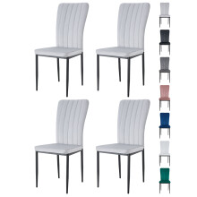 (LIGHT GREY, PACK OF 4) Velvet High Back Chairs Soft Seat Metal Legs Elle