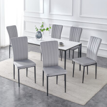 (LIGHT GREY, PACK OF 6) Velvet High Back Chairs Soft Seat Metal Legs Elle