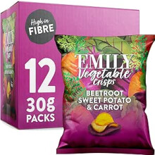 EMILY - Veg Crisps - Rainbow Roots - Vegan, Free From Palm Oil - Root Vegetable Crisps - Crisps Multipack - 12x 30g